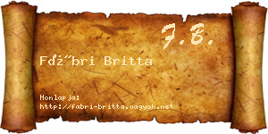 Fábri Britta névjegykártya